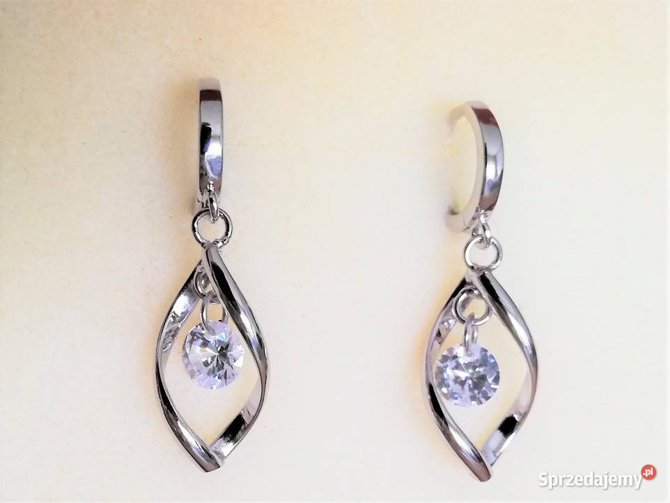 Srebrne kolczyki z cyrkoniami srebrne Kolczyki podlaskie Białystok