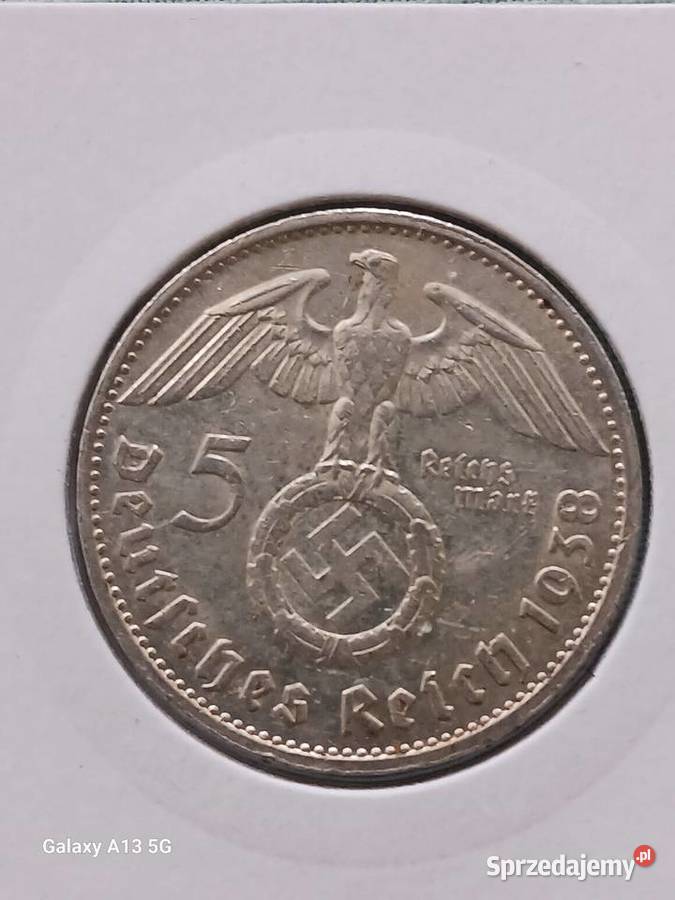 5 Marek Niemcy 1938 rPaul von Hindenburg men G 1 Numizmatyka Konin sprzedam