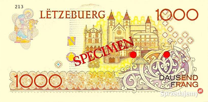 LUKSEMBURG 1985 UNC1000 franków P59s pomorskie Człuchów