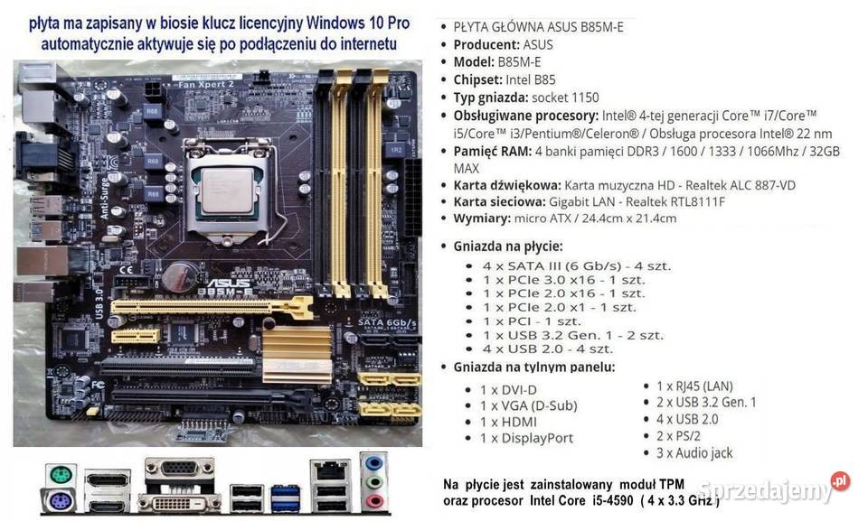 płyta Asus B85ME Morąg sprzedam