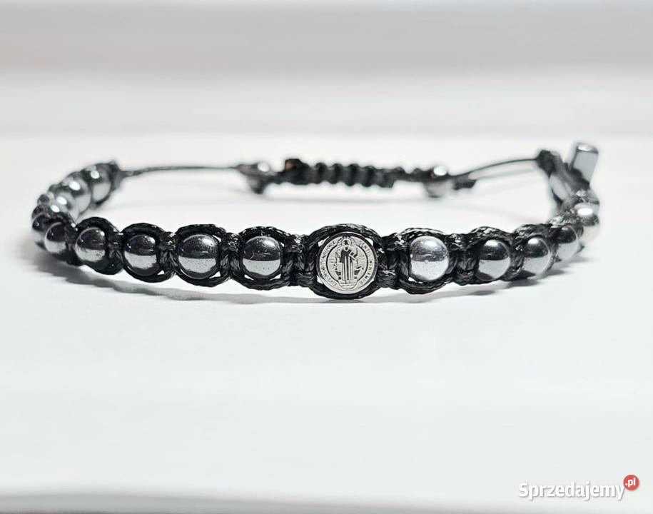 BRANSOLETKA RÓŻANIEC KAMIEŃ STAL MEDALIK Ś Bransoletki śląskie Częstochowa