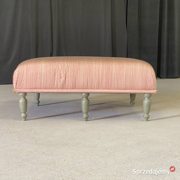 Podnóżek pufa na toczonych nogach vintage Budno