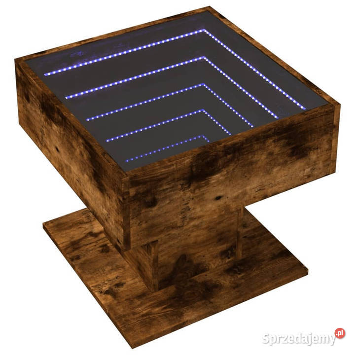 Stolik kawowy z LED opalany dąb 50x50x45 Stoły mazowieckie Warszawa
