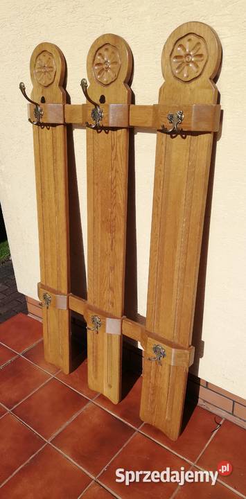 Wieszak stylowy na ścianę dębowy deski Garwolin