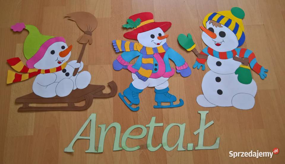 Dekoracje dwustronne okienne o tematyce zimowej Ryki