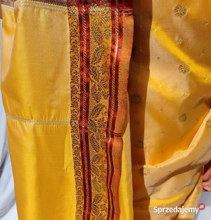 Surowe sari żółte złote saree saaree suknia Spódnice i sukienki Szczecin
