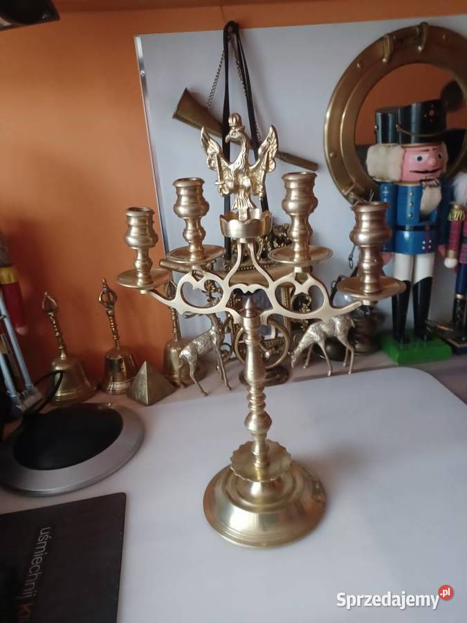 Piękny świecznik mosiężny Księstwo Warszawskie Poznań sprzedam