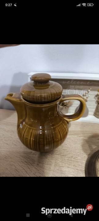 Zestaw naczyń z PRL stary zegar Łódź