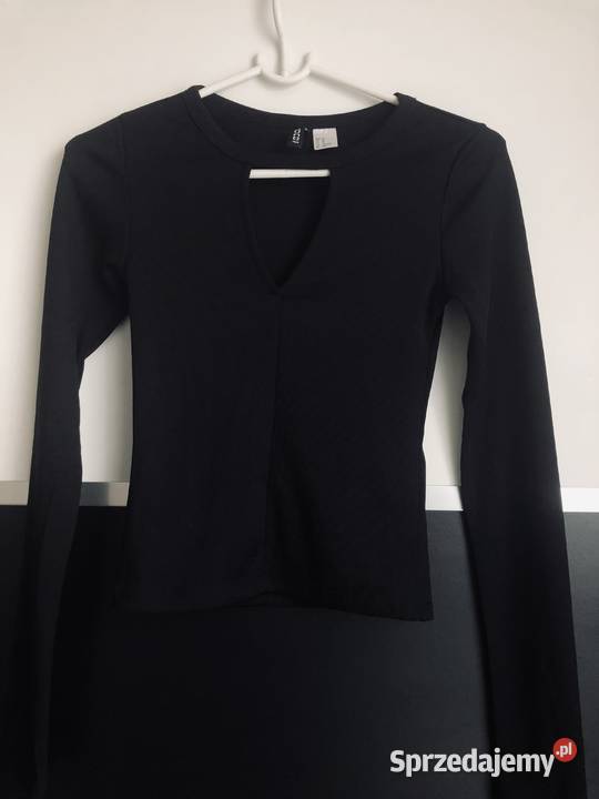 czarny top bluzka HM xs 34 choker dekolt H&M Bluzki i koszule Toruń
