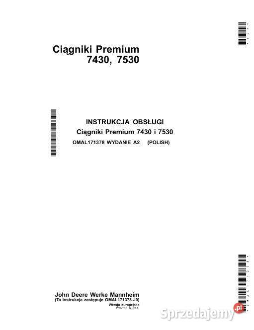 John Deere 7430 7530 instrukcja obsługi
