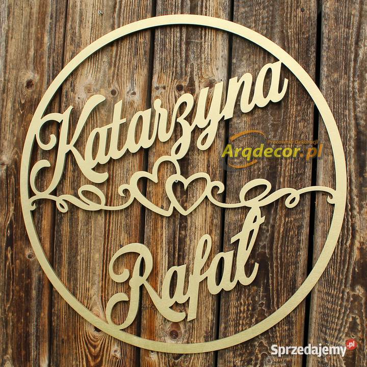 Duże koło z imionami pary młodej dekoracje Dębna sprzedam