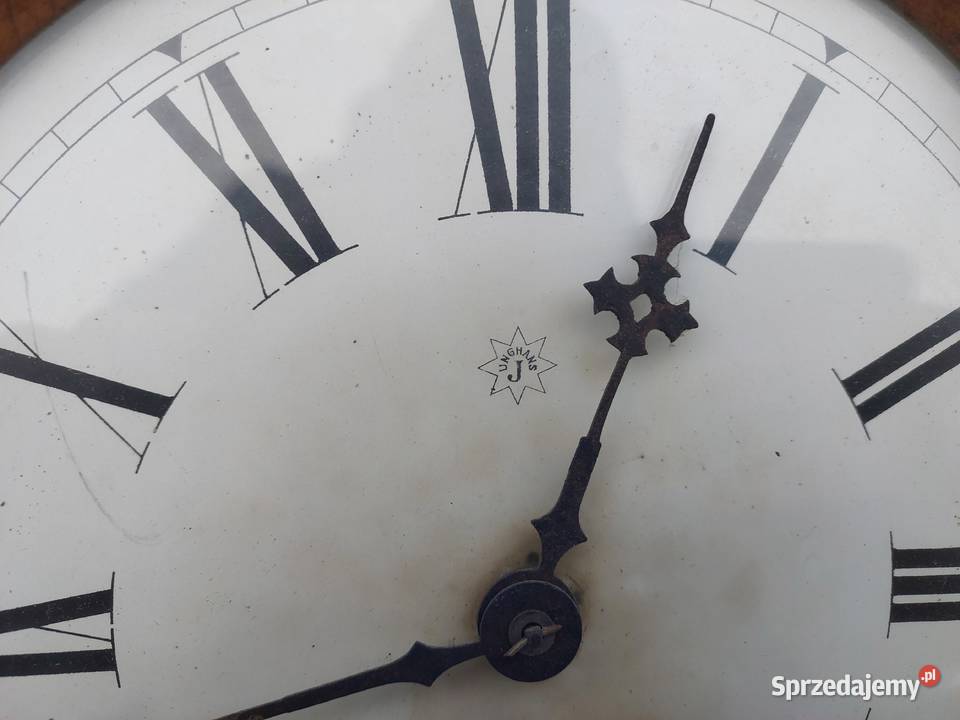 Stary okrągły zegar ścienny klubowy przedwojenny Antyki pomorskie Tczew
