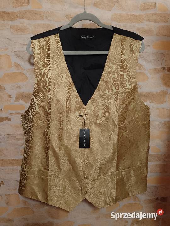 3XL4XL Wytworna złota kamizelka garniturowa z małopolskie Kraków