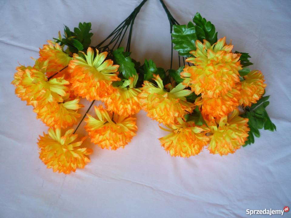 Chryzantema 8 sztuk Żółty Sztuczny kwiat gałązka odcienie żółtego zachodniopomorskie Szczecin