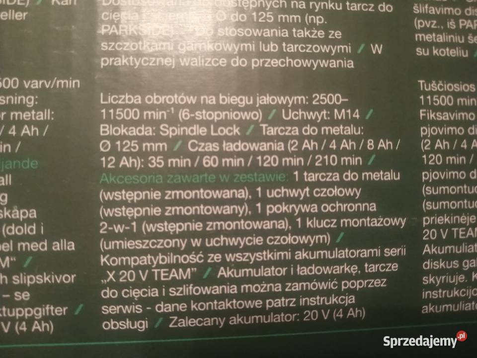 szlifierka PARKSIDE aku4ahładowarka NOWA Radomsko sprzedam