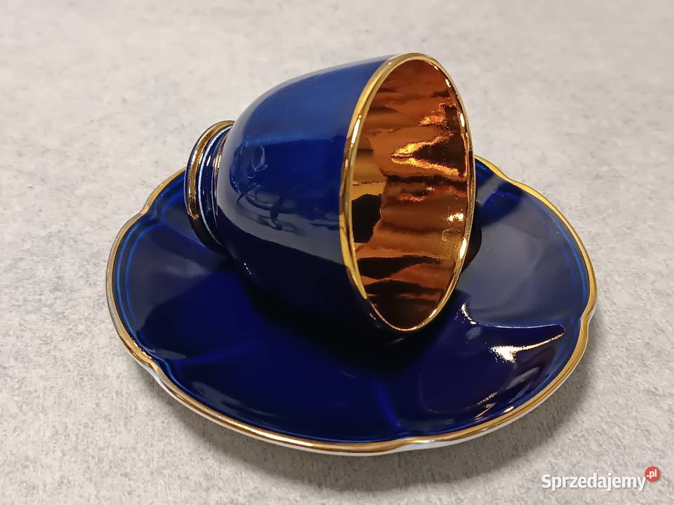 CROWN DEVON Fieldings Kobaltowa Filiżanka Duet Porcelana i szkło pomorskie Gdańsk