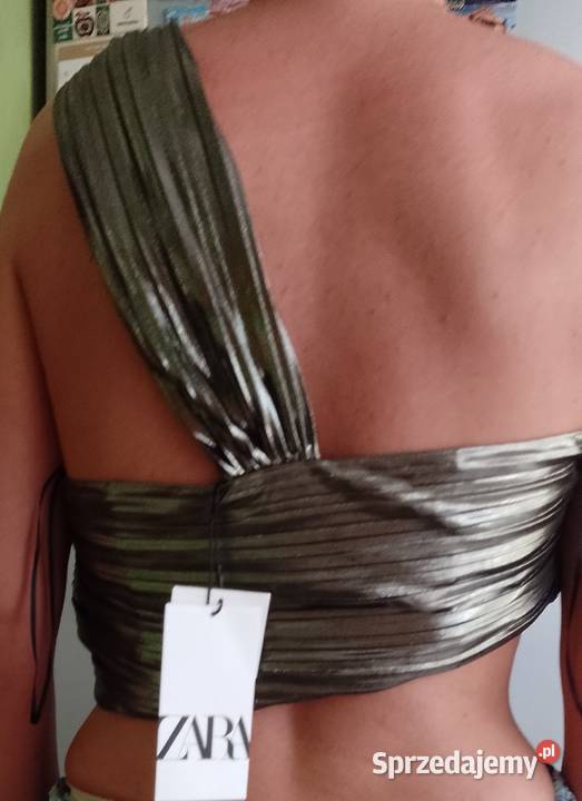 40L ZARA Metaliczny top na jedno ramię z Madrytu Zara Kraków