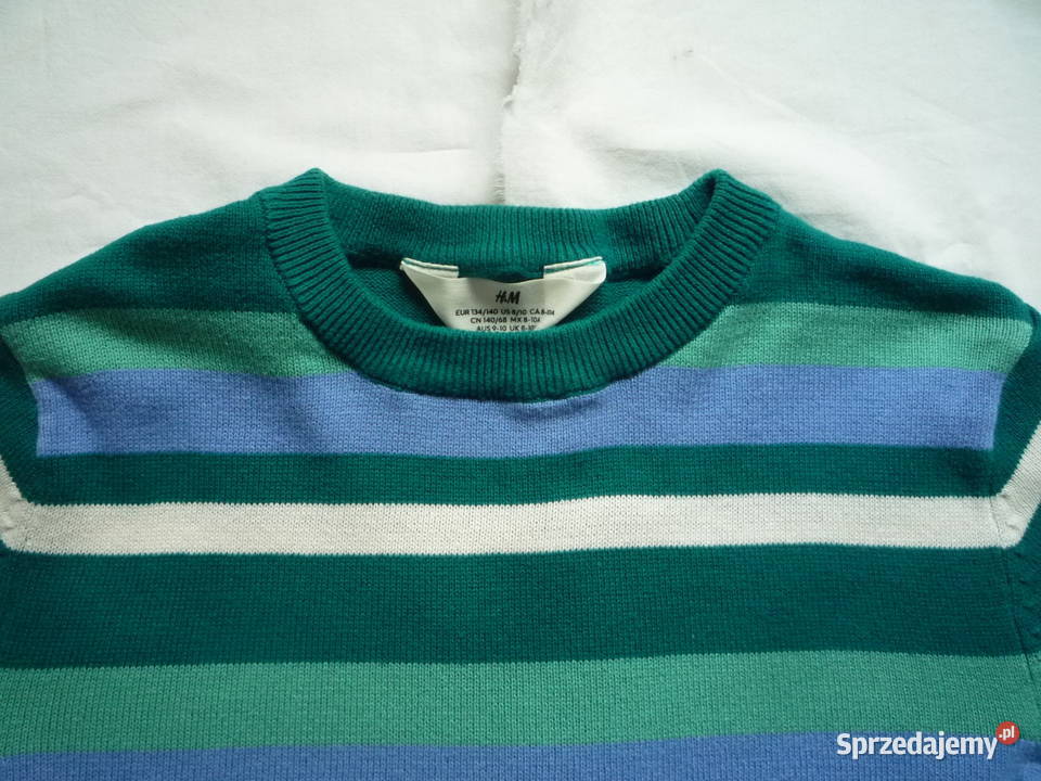 HM 134140 Sweter z pasy niebieskie zielone Nowy Szczecin