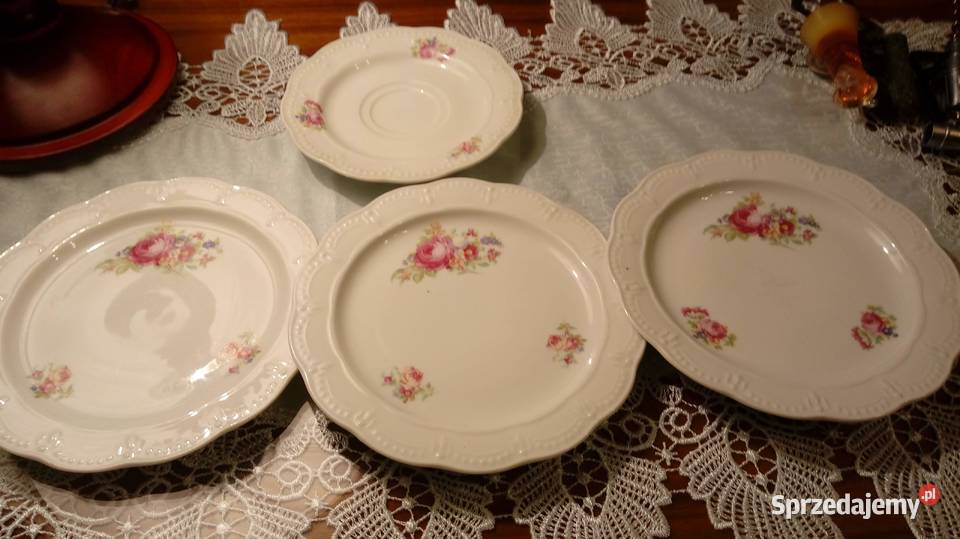 Stara polska porcelana sygnowana talerzyki i wielokolorowy Warszawa