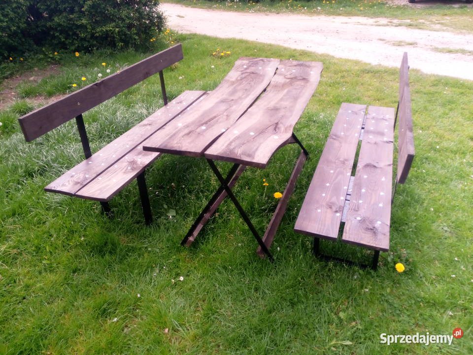 Zestaw ogrodowy stół dwie ławki pomorskie Somonino