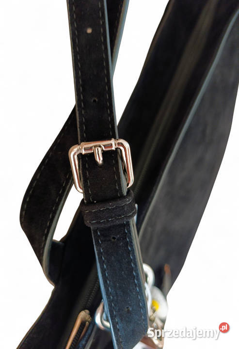 Torebka damska noir zamsz shopperka pojemna