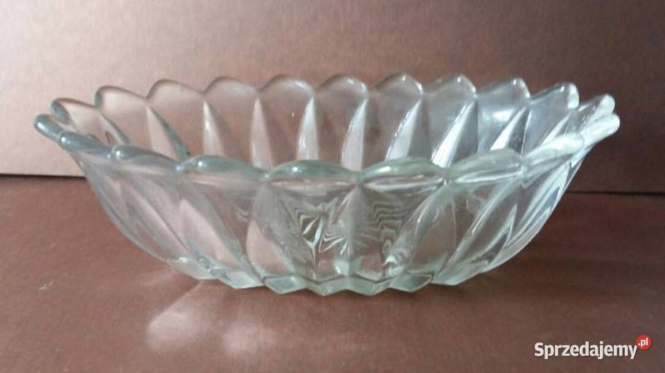 Zabytkowa Owalna Grawerowana Miska Szklanalata pomorskie Gdańsk