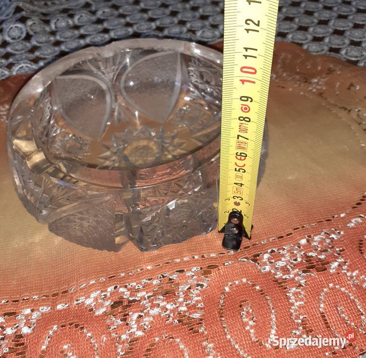 Duża popielnica kryształ Pięknie zdobiona śląskie
