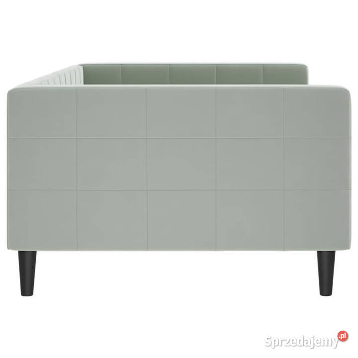 Sofa z funkcją spania jasnoszara obita aksamitem Warszawa