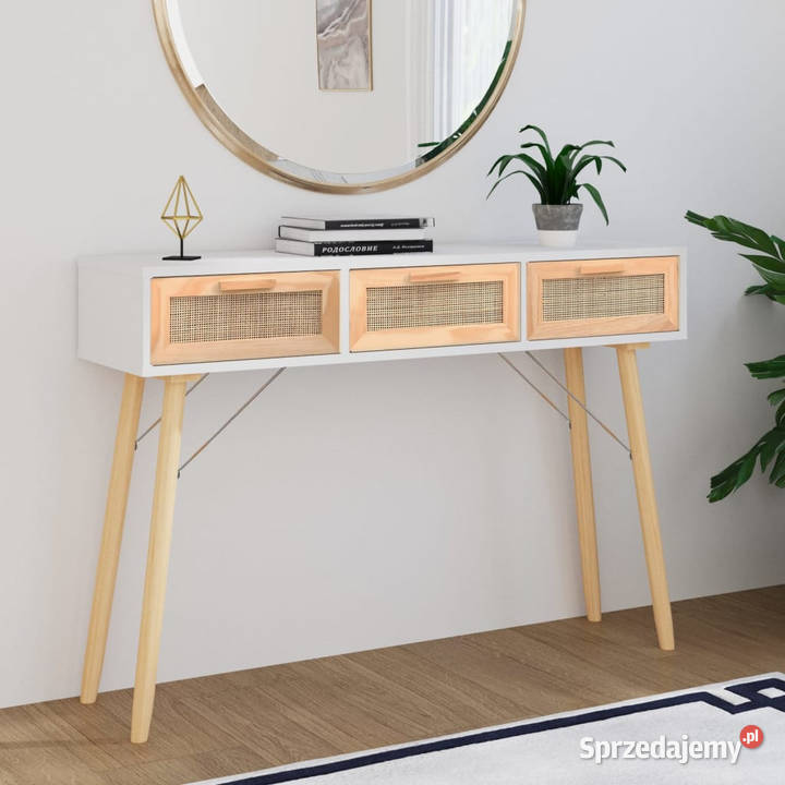 Stolik konsolowy biały 105x30x75 drewno sosnowe mazowieckie Warszawa