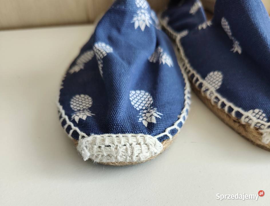 Buty płaskie espadryle 39 granatowe ananasy na Szczecin