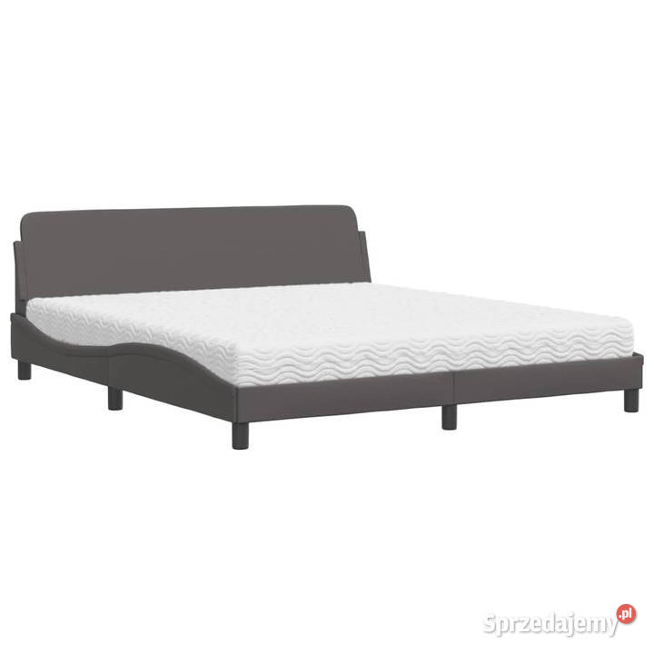 Łóżko z materacem szare sztuczna skóra 180x200 Warszawa sprzedam