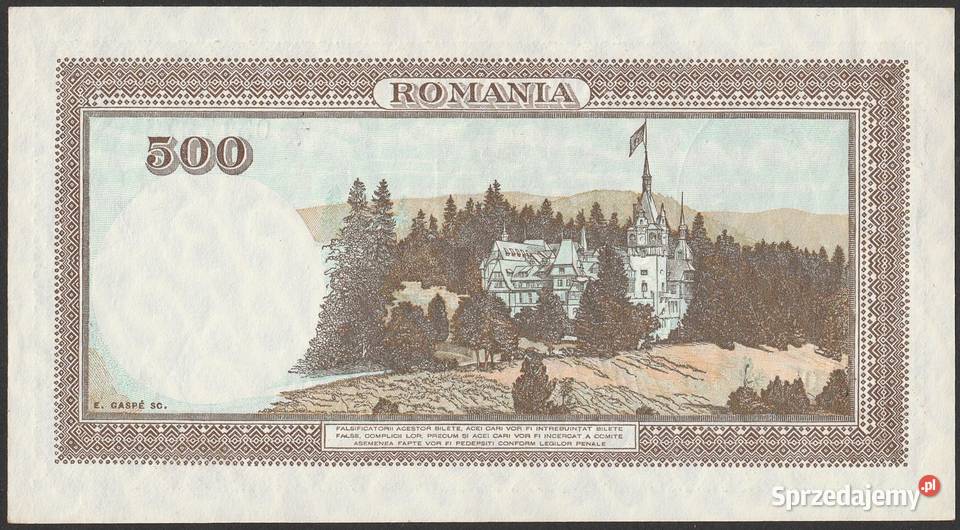 Rumunia 500 lei 1941 zamek Peles stan 12 D8 łódzkie Łódź