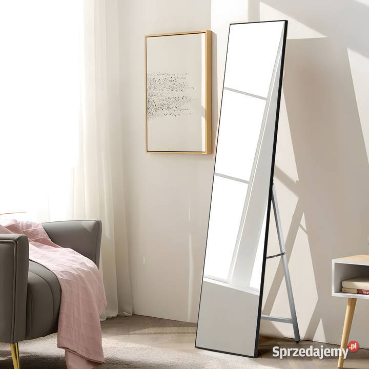 Duże lustro stojące 159 aluminium czarna rama Smogorzów