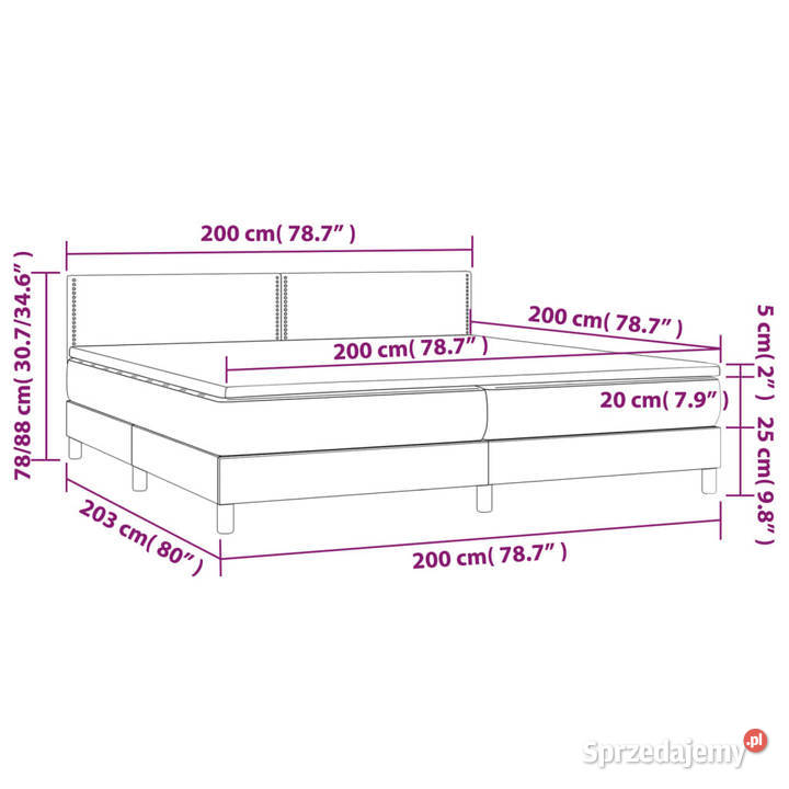 Łóżko kontynentalne z materacem taupe tkanina 200cm sprzedam