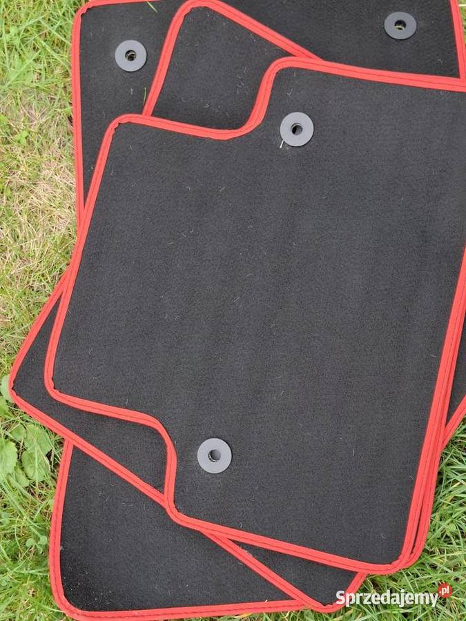 Beżowe dywaniki samochodowe welurowe z czerwoną Dywaniki mazowieckie Otwock