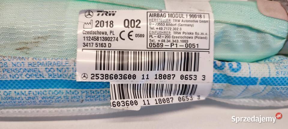 MERCEDES GLC W253 SUV KURTYNA AIRBAG PRAWA sprzedam