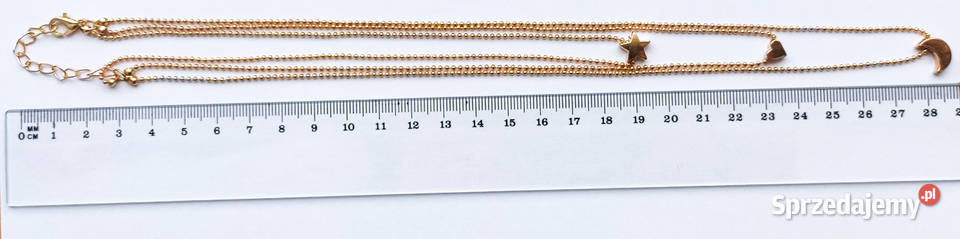 Łańcuszek potrójny sercegwiazdaksiężyc kol złoty Ozdoby Łódź