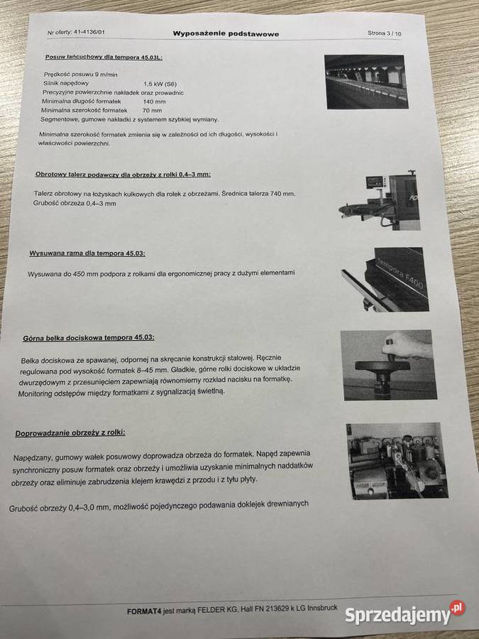 okleiniarka Felder Tempora 4503 LX Zielona Góra