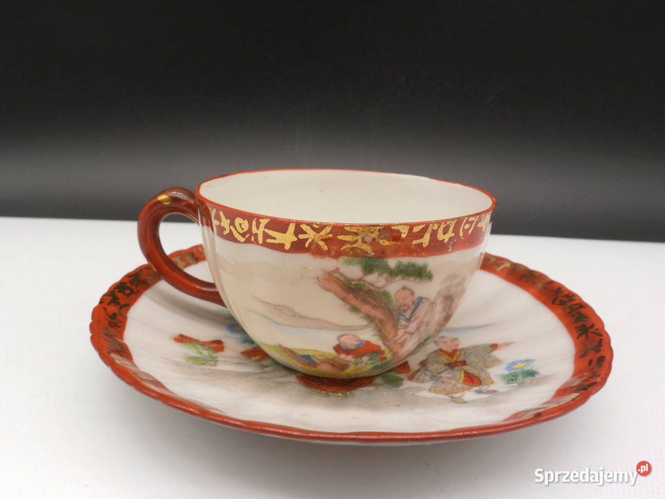 Stara Japońska Filiżanka espresso ze spodkiem Porcelana i szkło