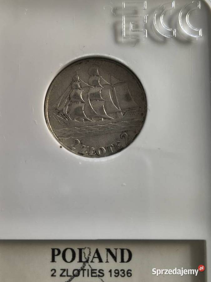 2 złote 1936 żaglowiec grading AU50 srebro Numizmatyka