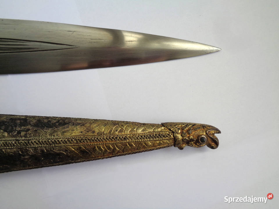 Duży Sztylet Ozdobny Dagger z Koralami Brzeg