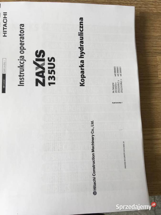 dtr instrukcja obsługi koparka hitachi zaxis Szczecin