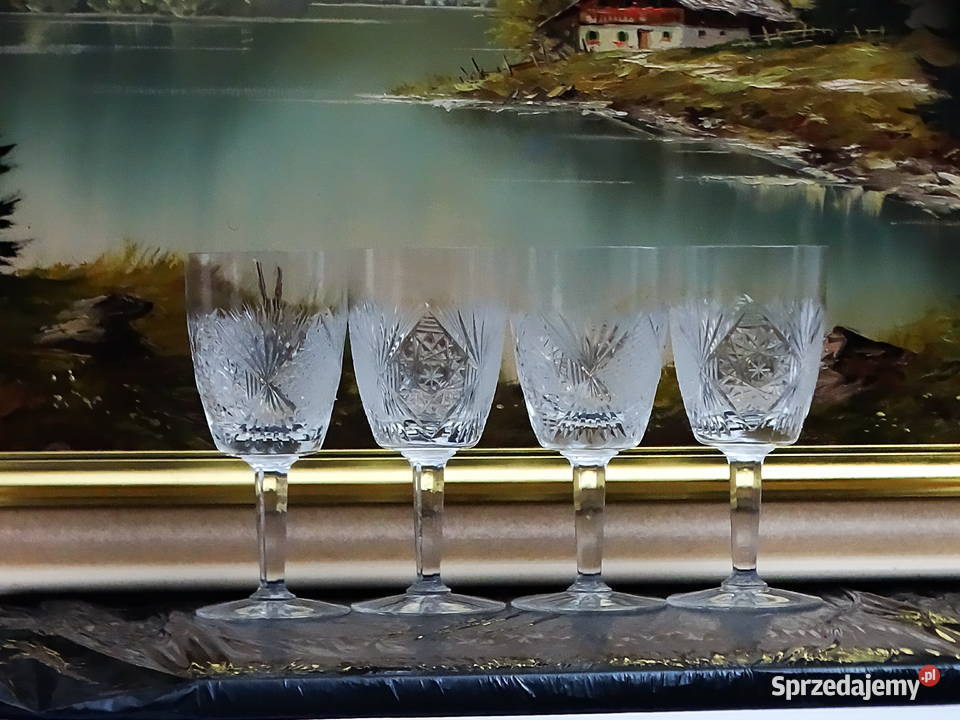 Kieliszki kryształowe zestaw 4 sztuki ręcznie Biłgoraj