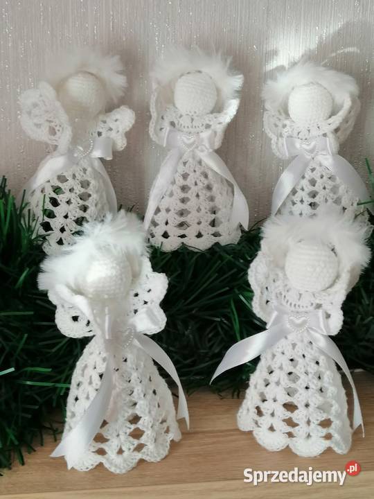 Aniołek biały szydelkowy na choinkę Dekoracja Katowice