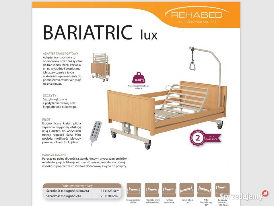 Łóżko rehabilitacyjne bariatryczne Bariatric LUX Kraków