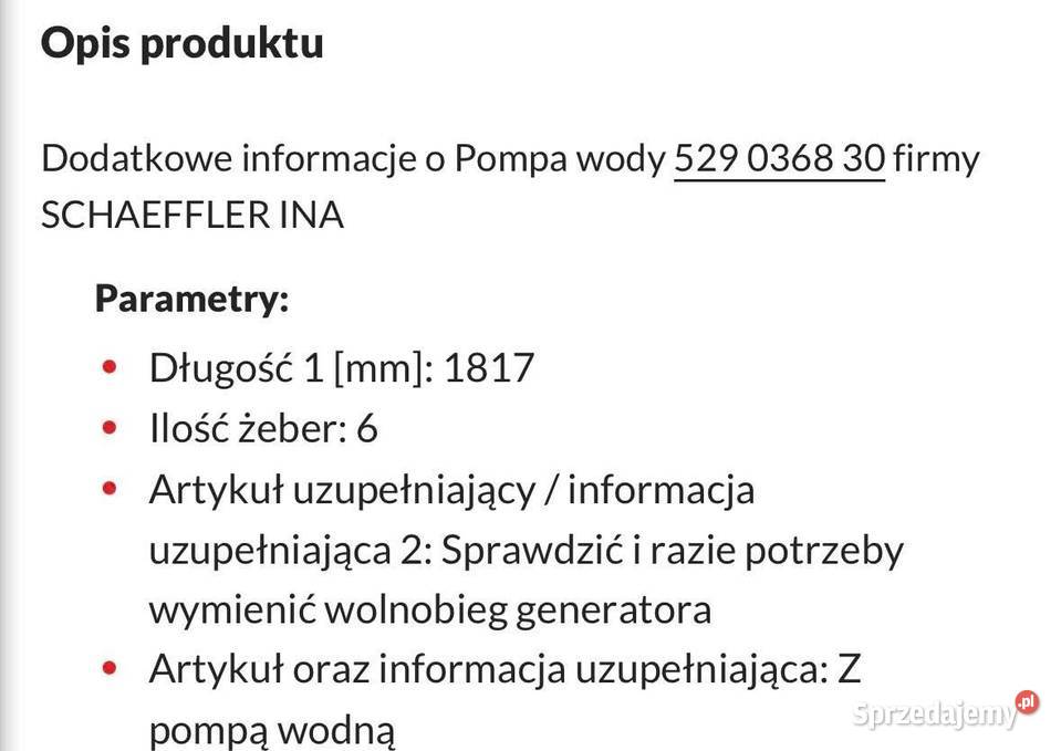 Zestaw paska klinowego wielorowkowego pompa wody Pozostałe Koło