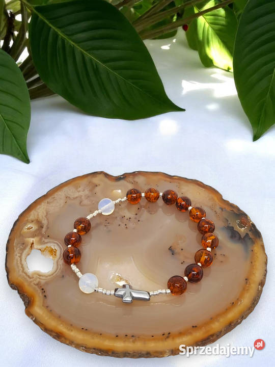 Bransoletka dziesiątka różańca BURSZTYN bałtycki mazowieckie Warszawa