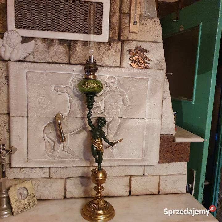 Figuralnasprawna lampa naftowa z brązu Wrocław