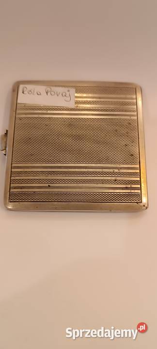 Srebrna pudernica rodowa z herbem Poraj Antyki Kraków