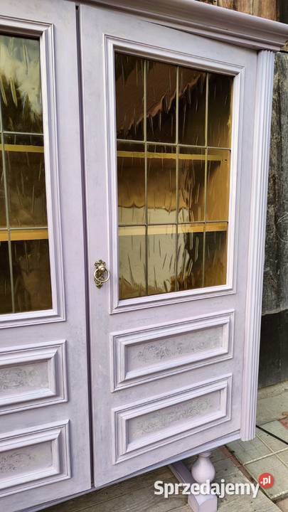 Lawendowy kredens przeszklony biblioteczka Kredensy i witryny Rzeszów